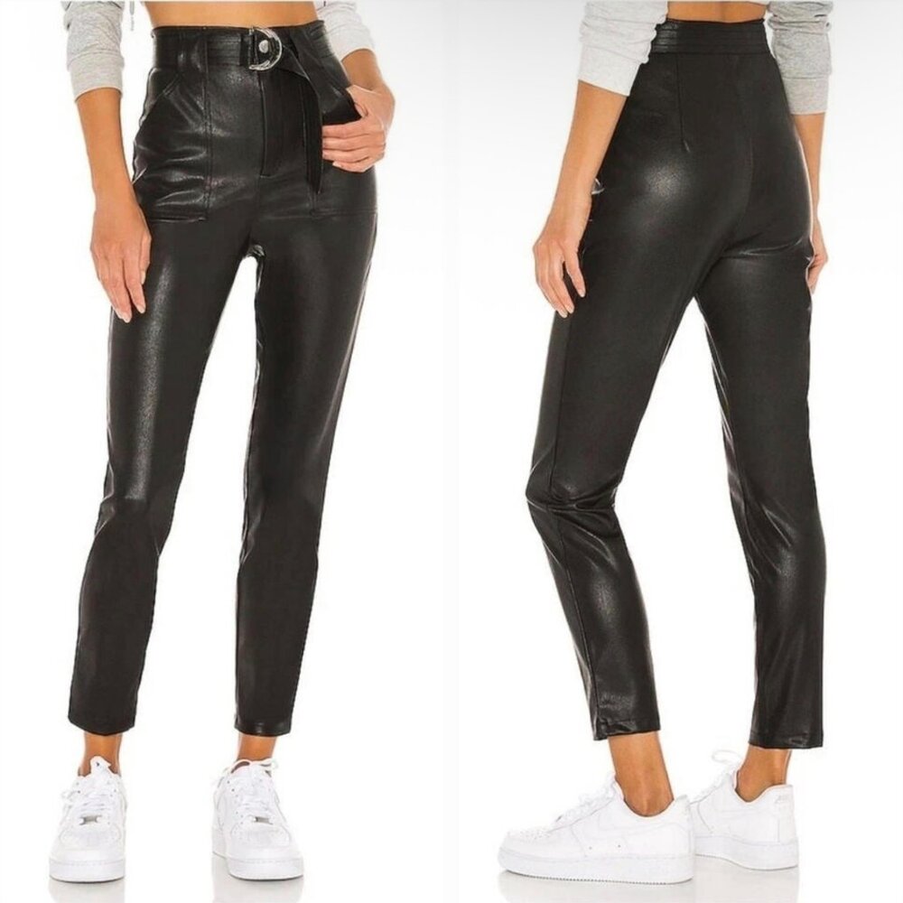 Superdown Women's Chanice Black Pleather Cigarette Skinny Pants, Size‎ M